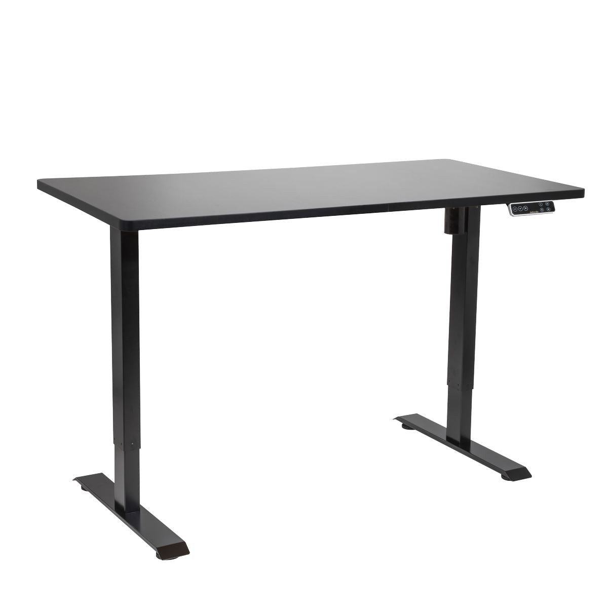 Dellonda Black Electric Height Adjustable Standing Desk with Memory, Quiet, 1400x700mm