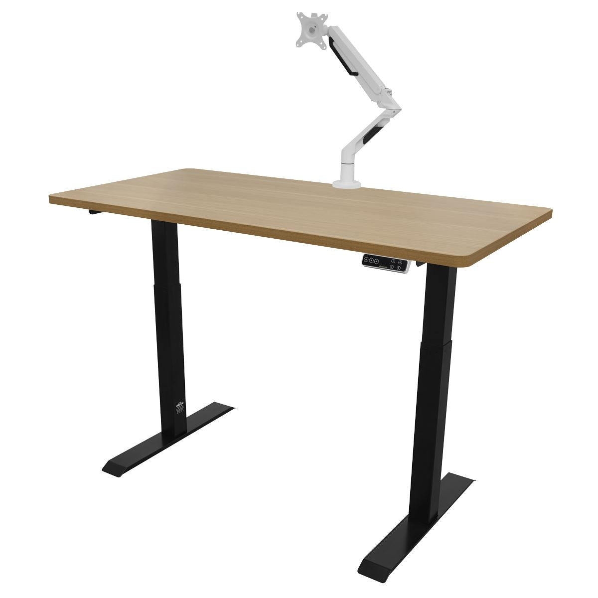 Dellonda Oak Electric Height Adjustable Standing Desk, 1400 x 700mm Dual Motor 100kg