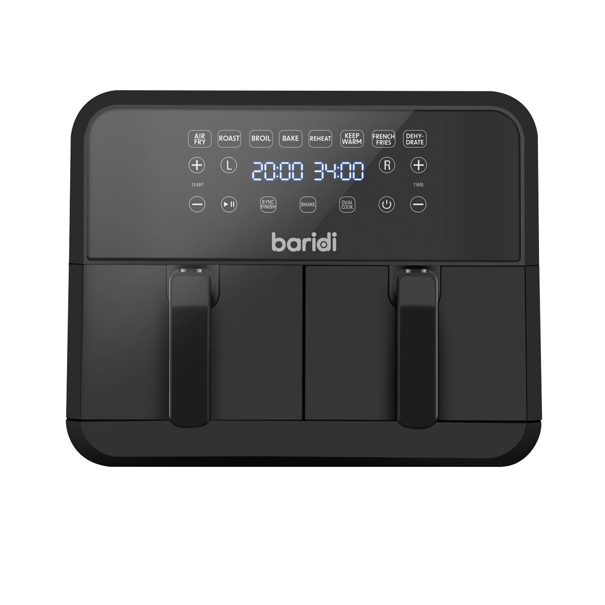 Baridi Dual Zone Air Fryer with 8 Preset Functions 8L Capacity