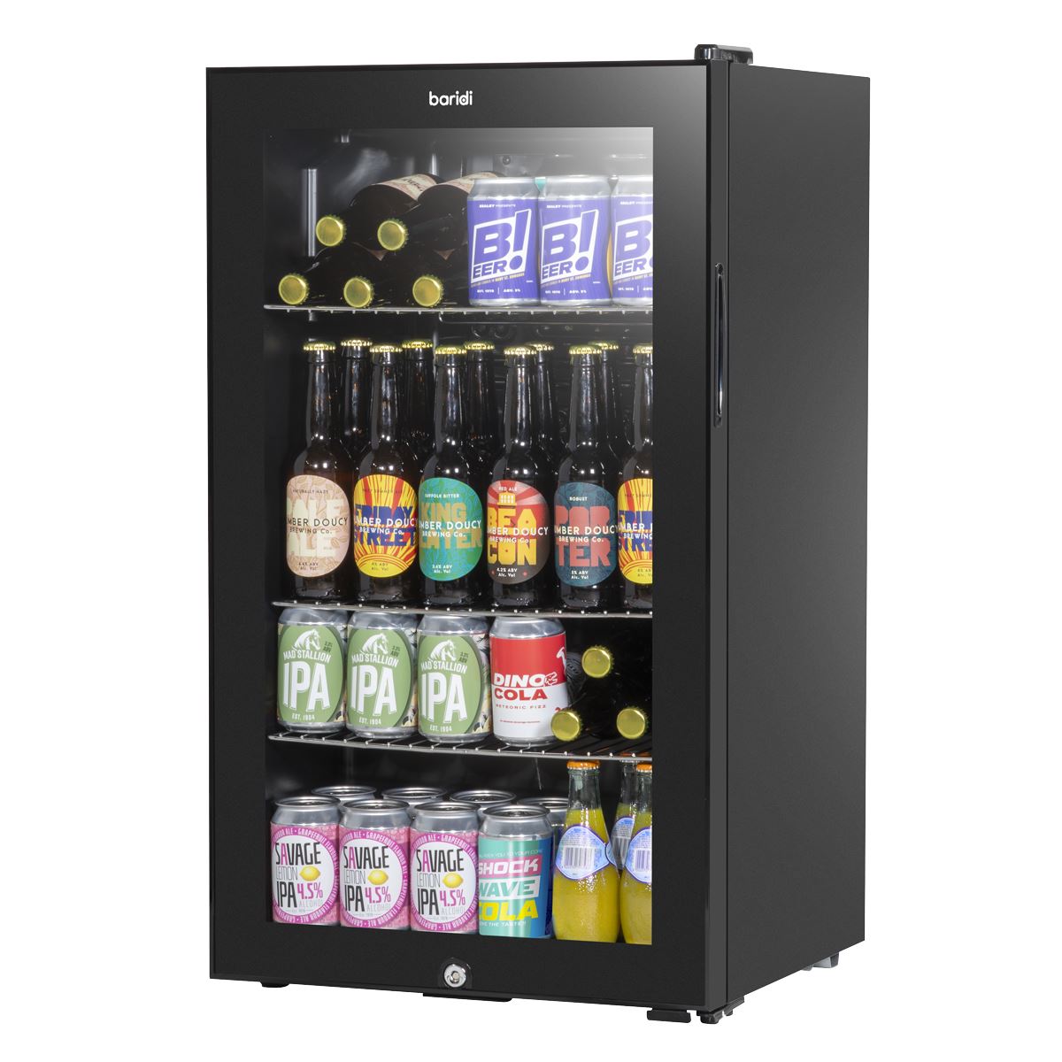 Baridi Wine, Beer & Drinks Fridge 85L Capacity - Black