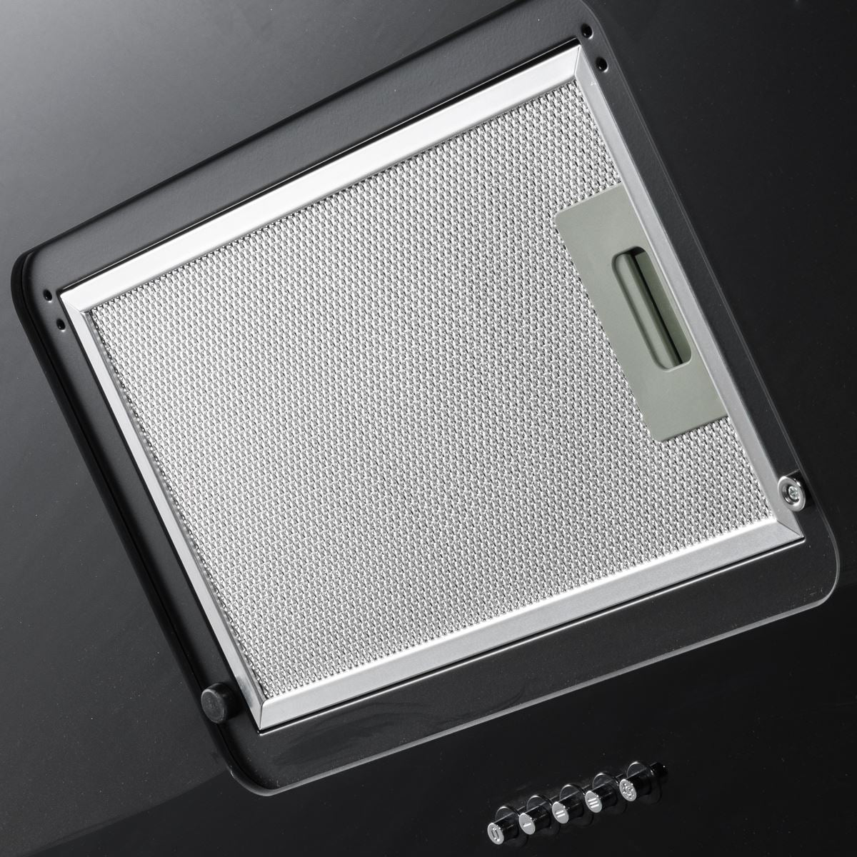 Baridi Angled Chimney Cooker Hood with Carbon Filters & LED Lamp 90cm, Energy Class A - Black Glass
