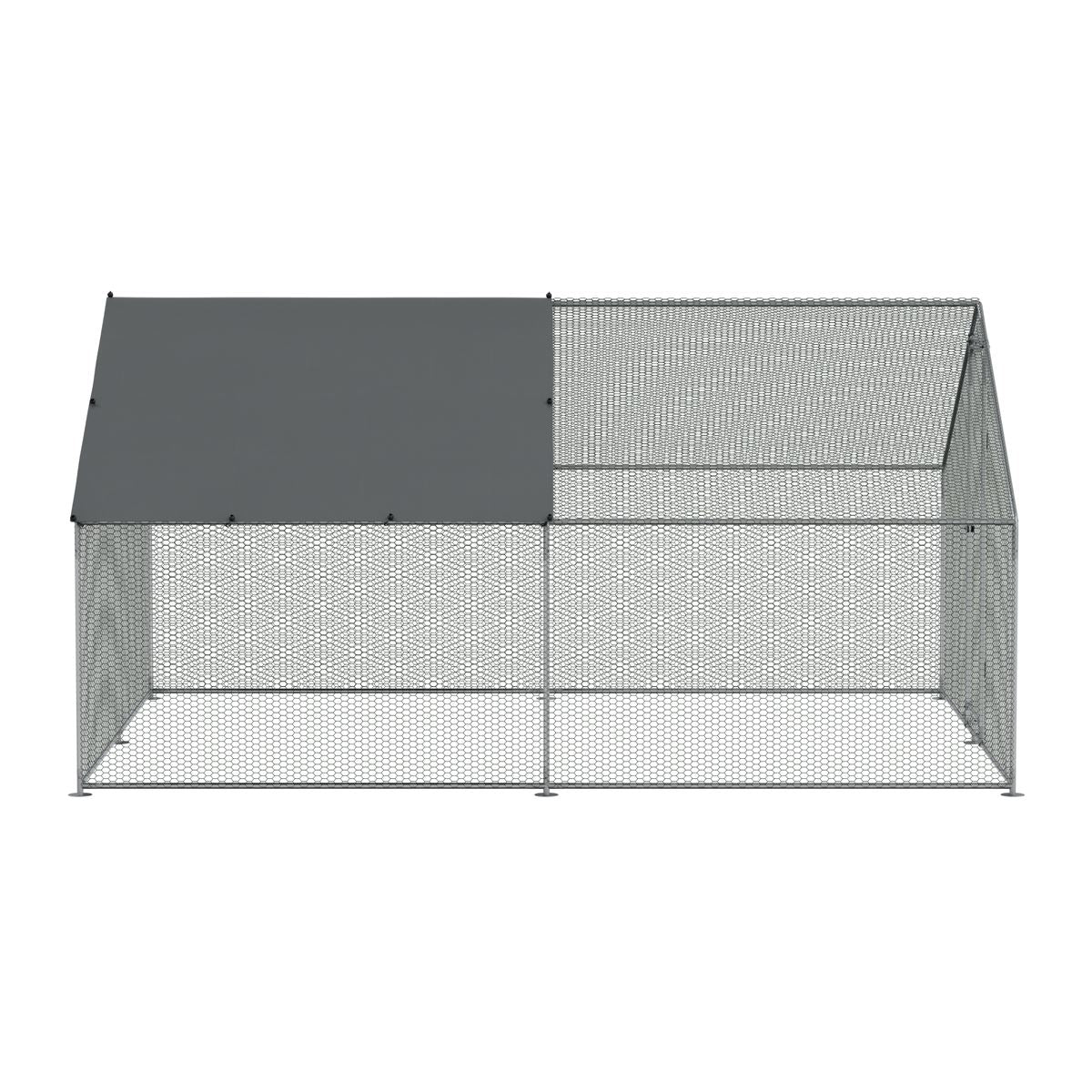 Dellonda Walk-In Galvanized Steel Chicken Run with Roof Cover & PVC Coated Chicken Wire