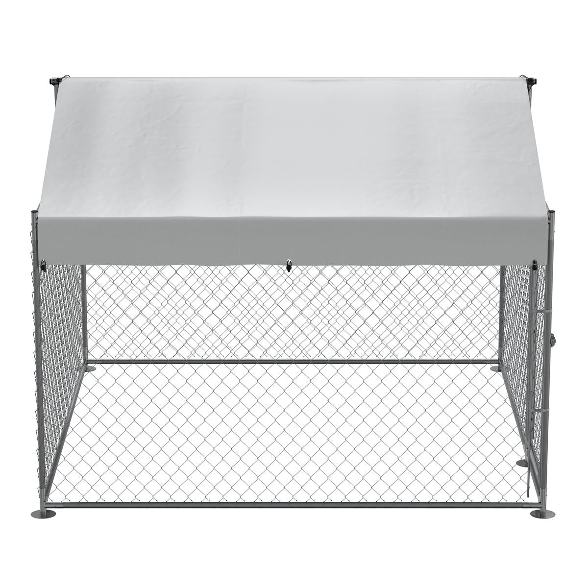 Dellonda Galvanised Steel Dog Kennel with Roof Cover & Chain Link Fencing
