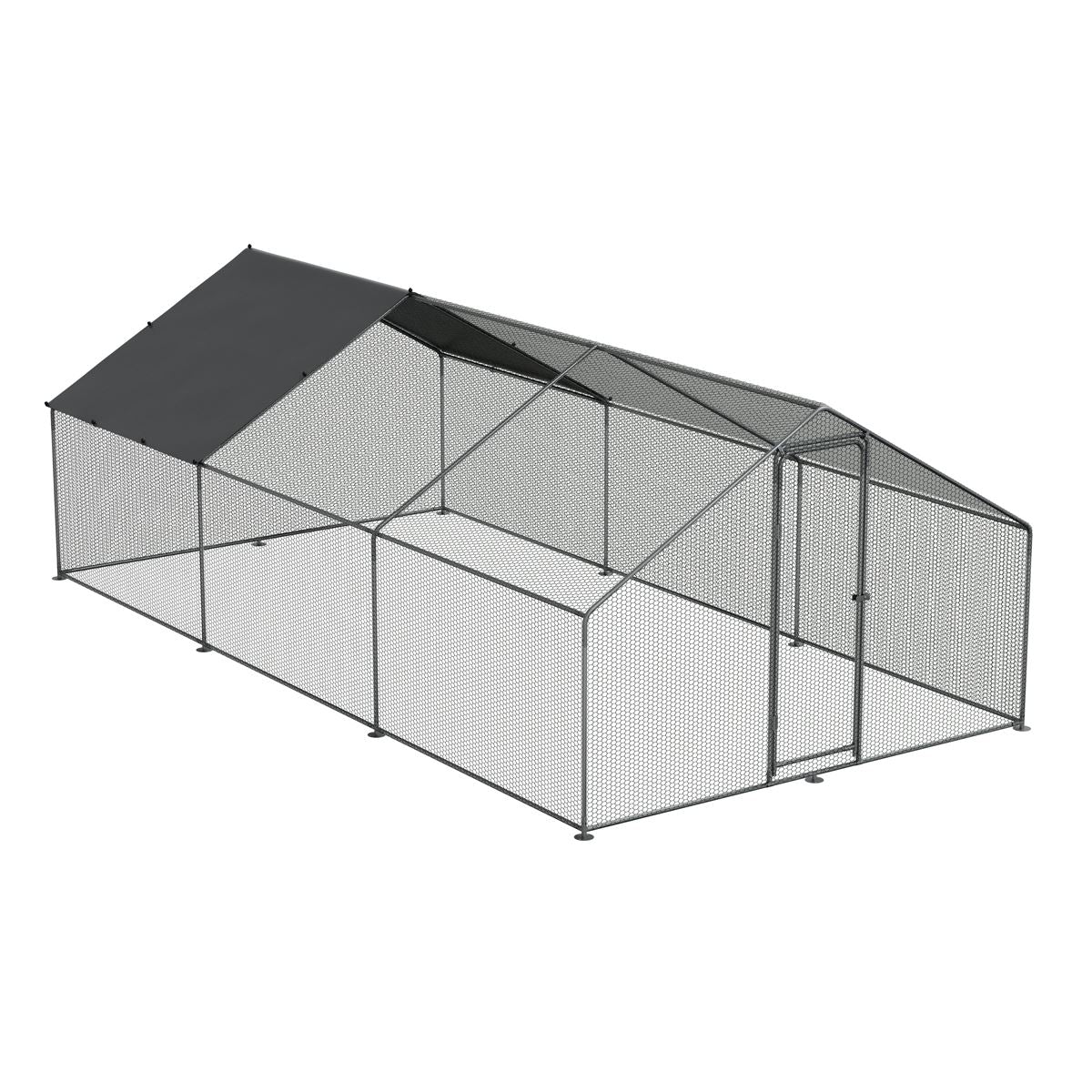 Dellonda Walk-In Galvanized Steel Chicken Run with Roof Cover & PVC Coated Chicken Wire