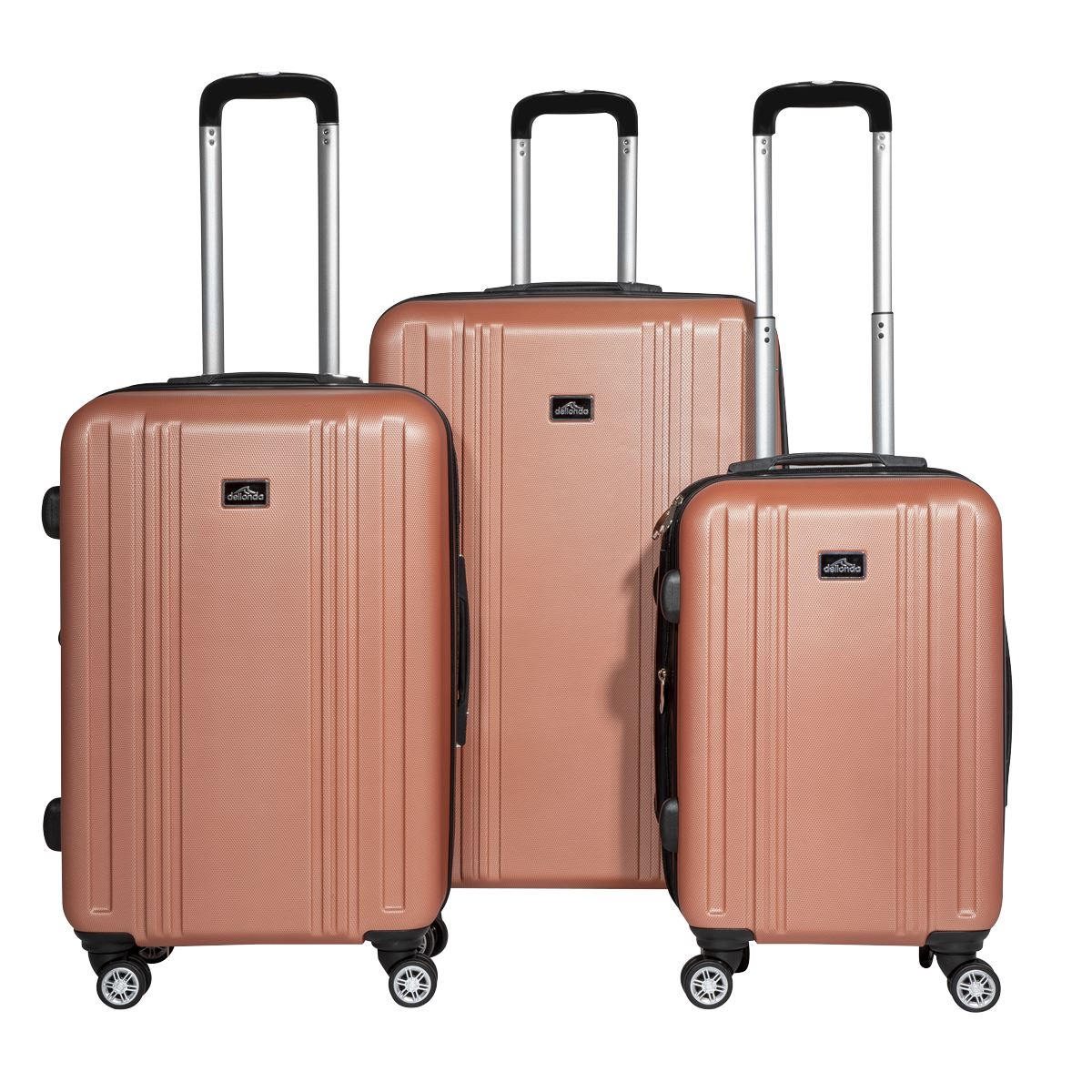 Dellonda Lightweight ABS Luggage Set with TSA Lock - Rose Gold