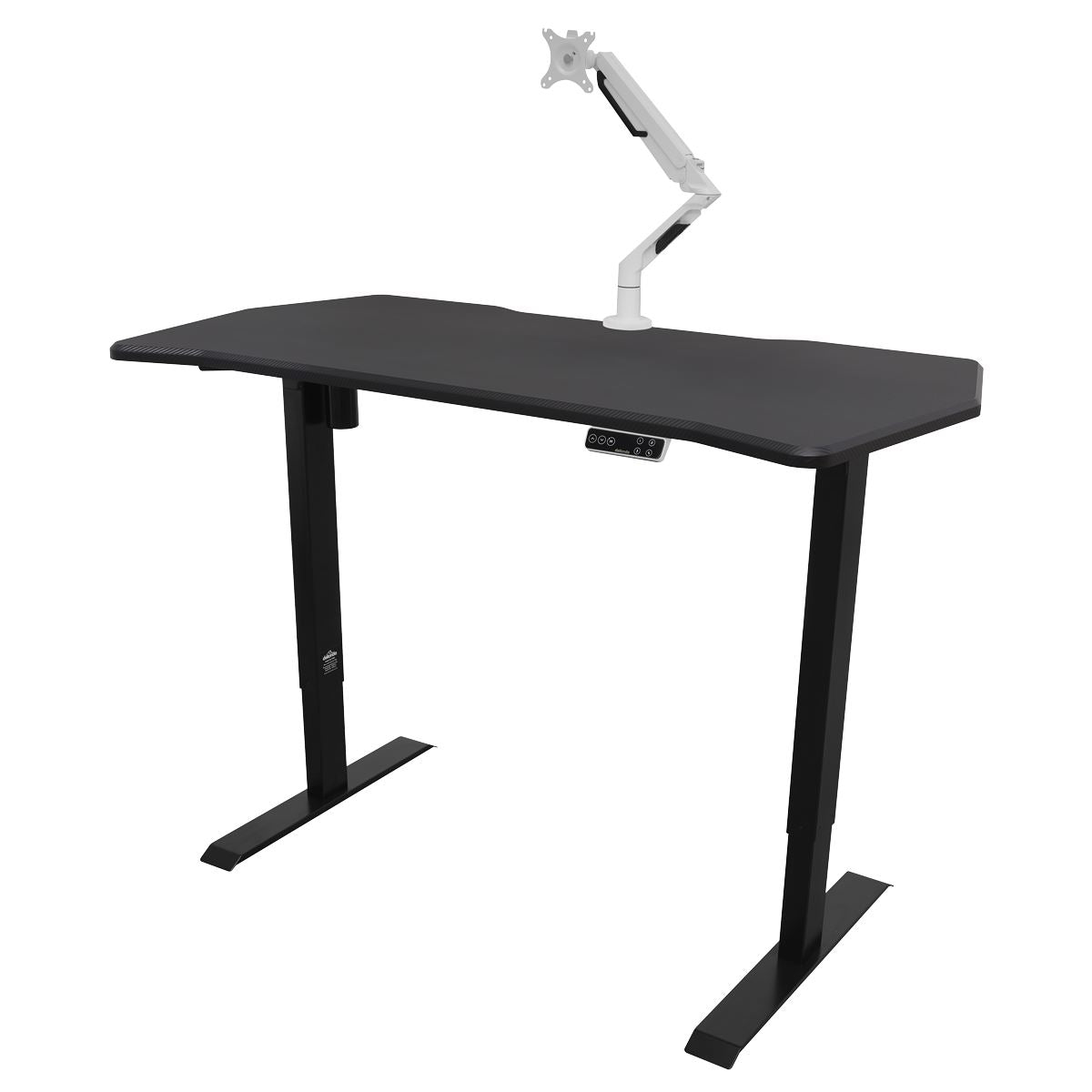 Dellonda Carbon Fibre Effect Electric Height Adjustable Standing Desk with Memory, Quiet, 1400 x 700mm