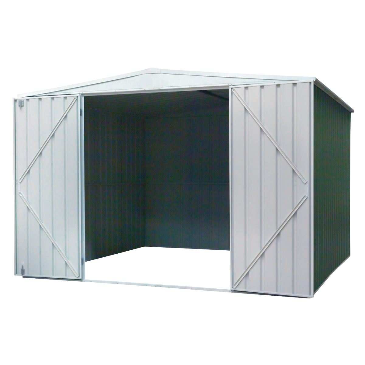 Dellonda Galvanized Steel Storage Shed with Apex Style Roof 300 x 300 x 220cm - Green