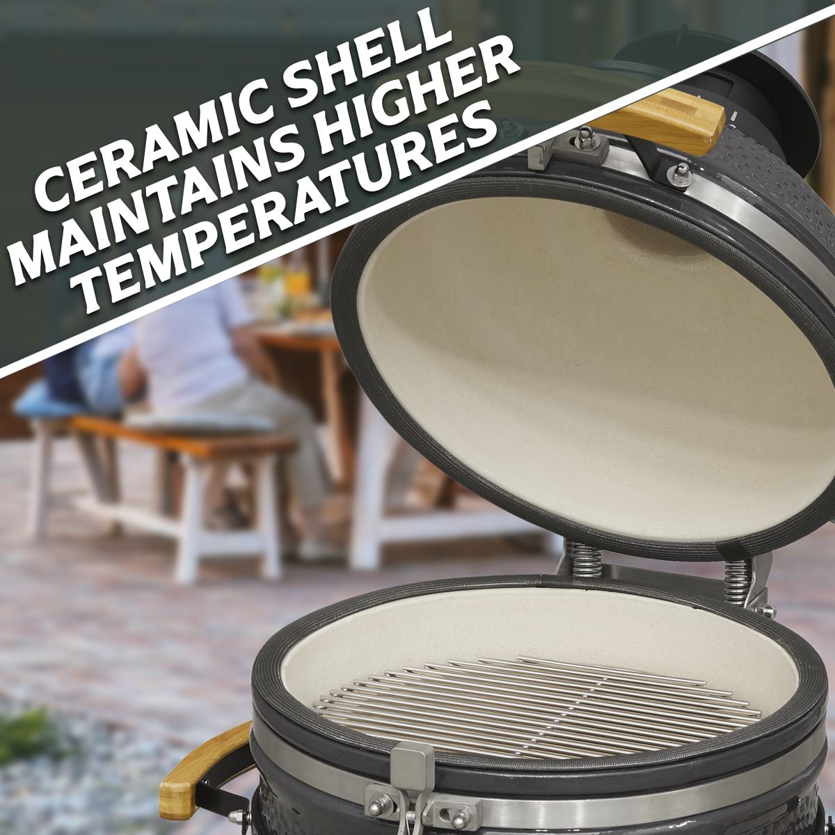 Dellonda Deluxe 16"(40cm) Ceramic Kamado Style BBQ