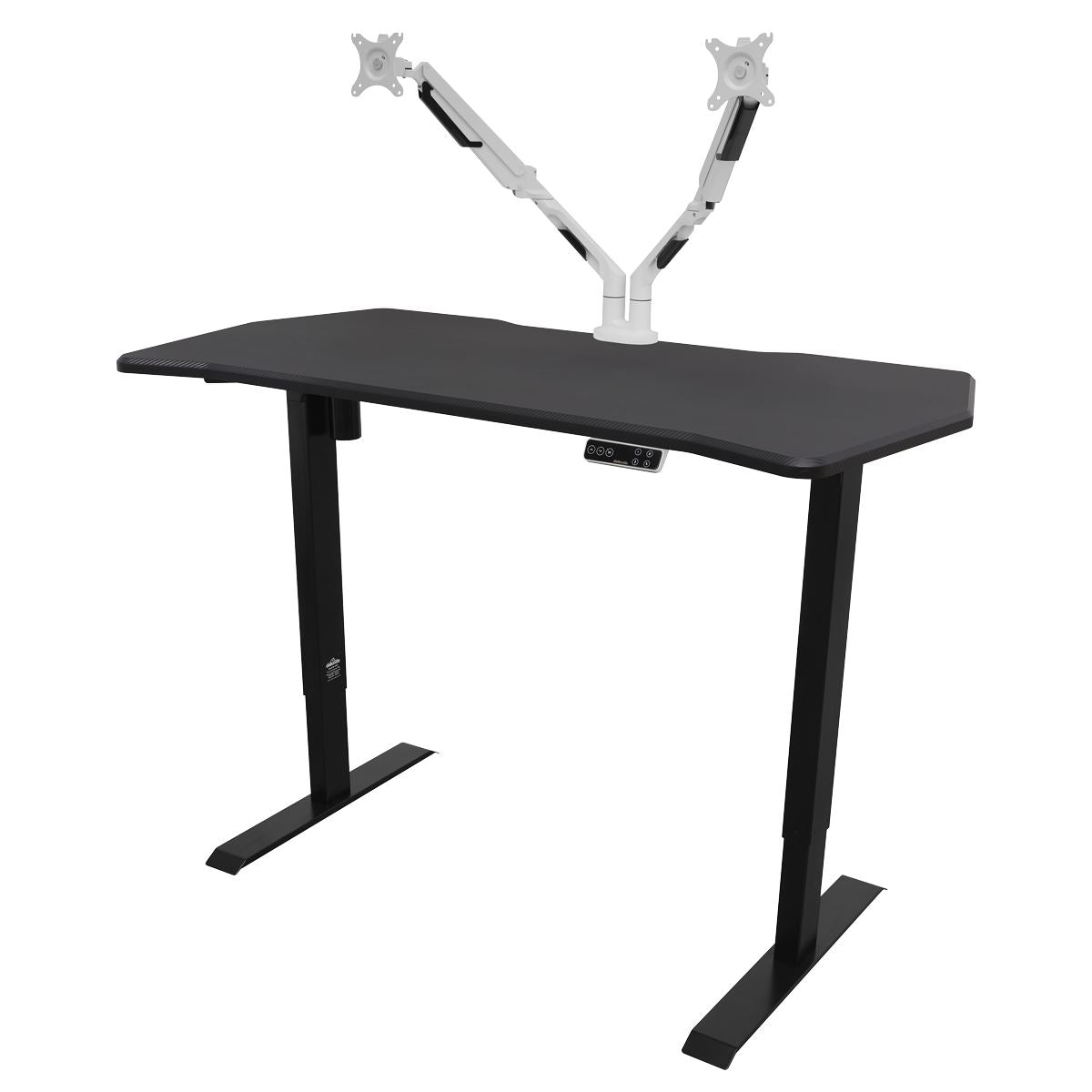 Dellonda Carbon Fibre Effect Electric Height Adjustable Standing Desk with Memory, Quiet, 1400 x 700mm