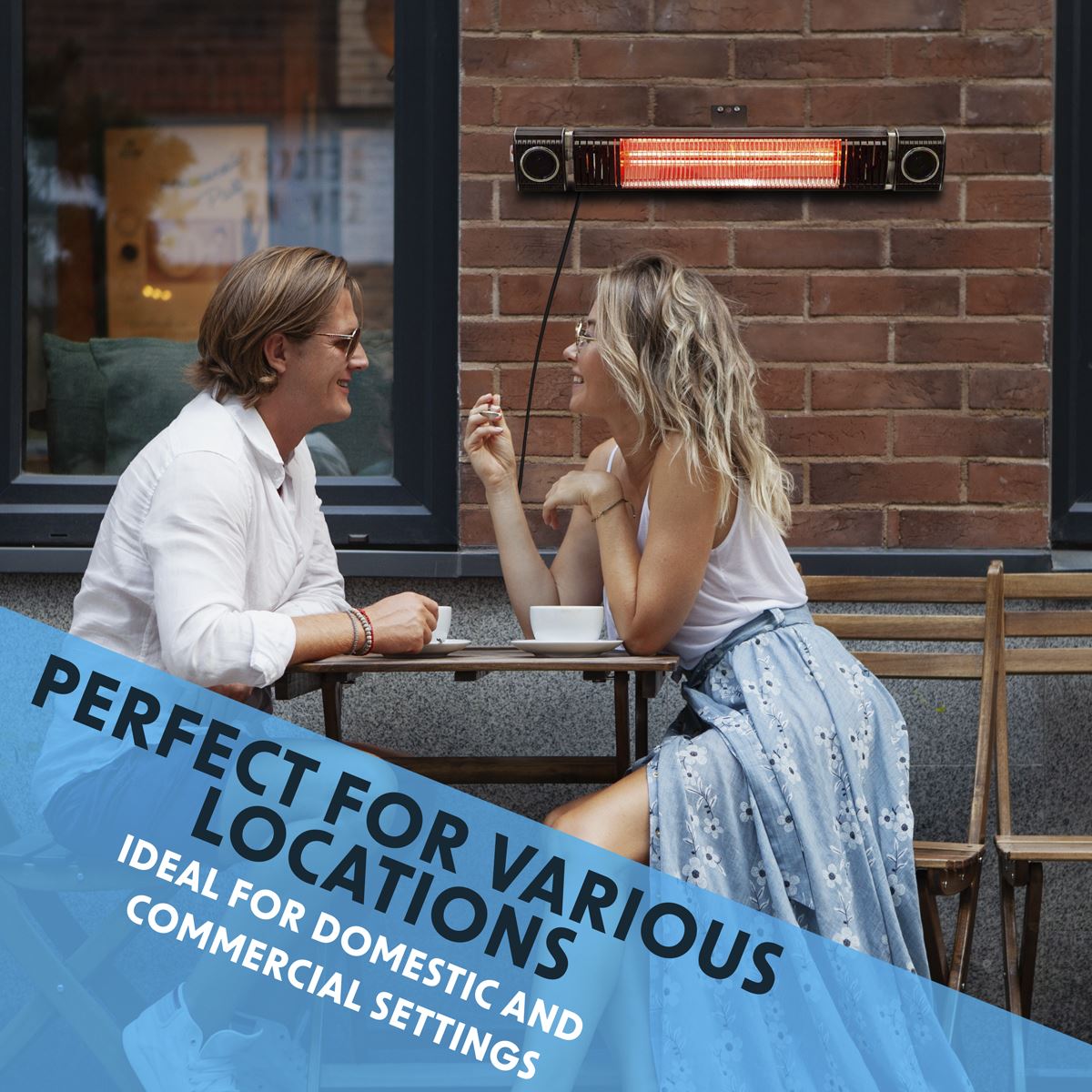 Dellonda Infrared Outdoor 2000W Patio Heater with Speakers, Black