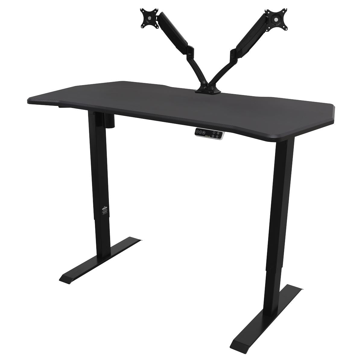 Dellonda Carbon Fibre Effect Electric Height Adjustable Standing Desk with Memory, Quiet, 1400 x 700mm