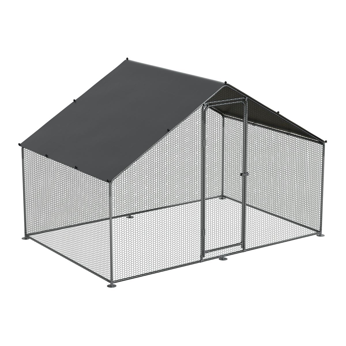 Dellonda Walk-In Galvanized Steel Chicken Run with Roof Cover & PVC Coated Chicken Wire