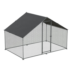 Dellonda Walk-In Galvanized Steel Chicken Run with Roof Cover & PVC Coated Chicken Wire