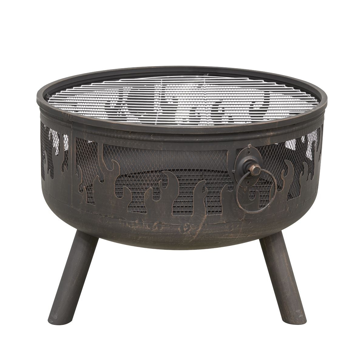 Dellonda Deluxe Fire Pit Fireplace Outdoor Patio Heater, Cooking Grill & Poker 61cm