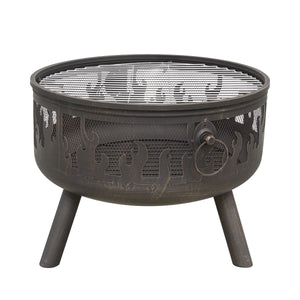 Dellonda Deluxe Fire Pit Fireplace Outdoor Patio Heater, Cooking Grill & Poker 61cm