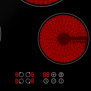 Baridi Integrated Ceramic Hob with 4 Cooking Zones 60cm - Black Glass