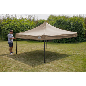 Dellonda Beige Premium 3 x 3m Pop-Up Gazebo, PVC Coated, Water Resistant Fabric, Supplied with Carry Bag & Accesories