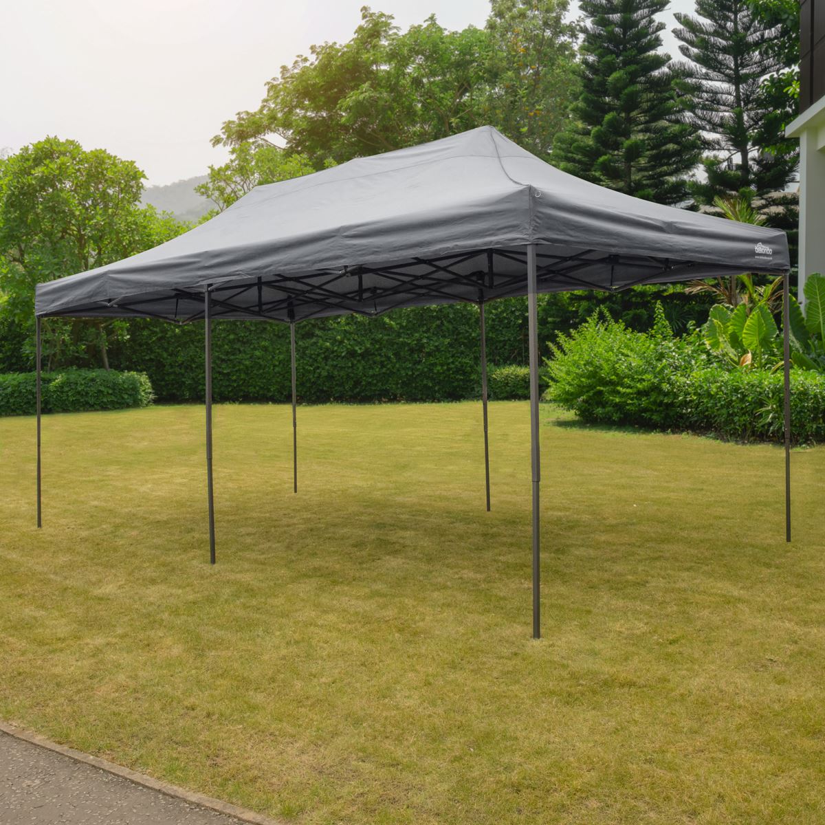 Dellonda Grey Premium 3x6m Pop-Up Gazebo, Heavy Duty, PVC Coated, Water Resistant Fabric, Supplied with Carry Bag  & Accesories