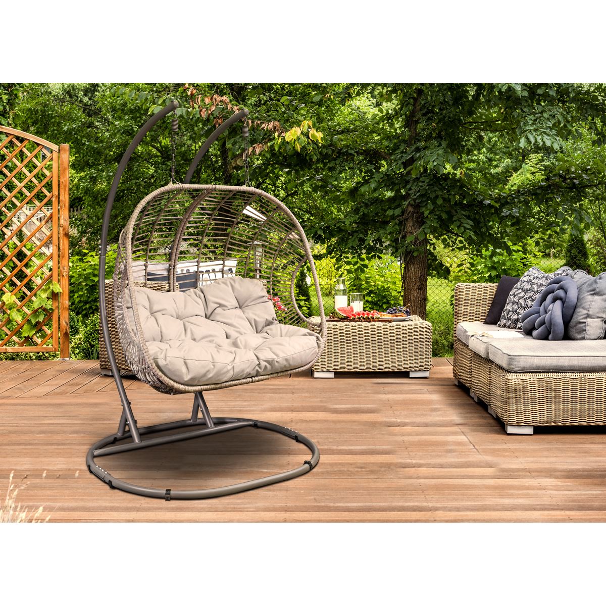 Dellonda Double Swinging Egg Chair with Cushion