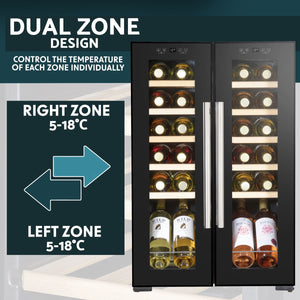 Baridi 24 Bottle Dual Zone Wine Fridge & Cooler