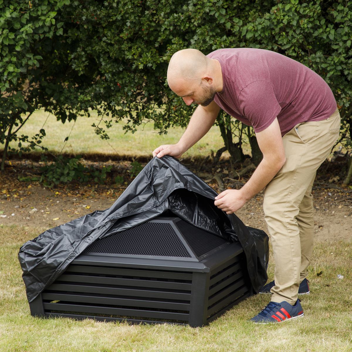 Fire Pit, Fireplace, Outdoor Patio Heater PVC Cover, Water-Resistant, Heavy-Duty