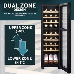Baridi 27 Bottle Dual Zone Wine Fridge & Cooler