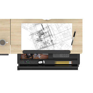 Dellonda Single Motor Ultra-Quiet Electric Adjustable Drawing Table with 40° Tilt, Drawer & Side Table