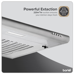 Baridi Visor Cooker Hood Extractor Fan 60cm - Stainless Steel