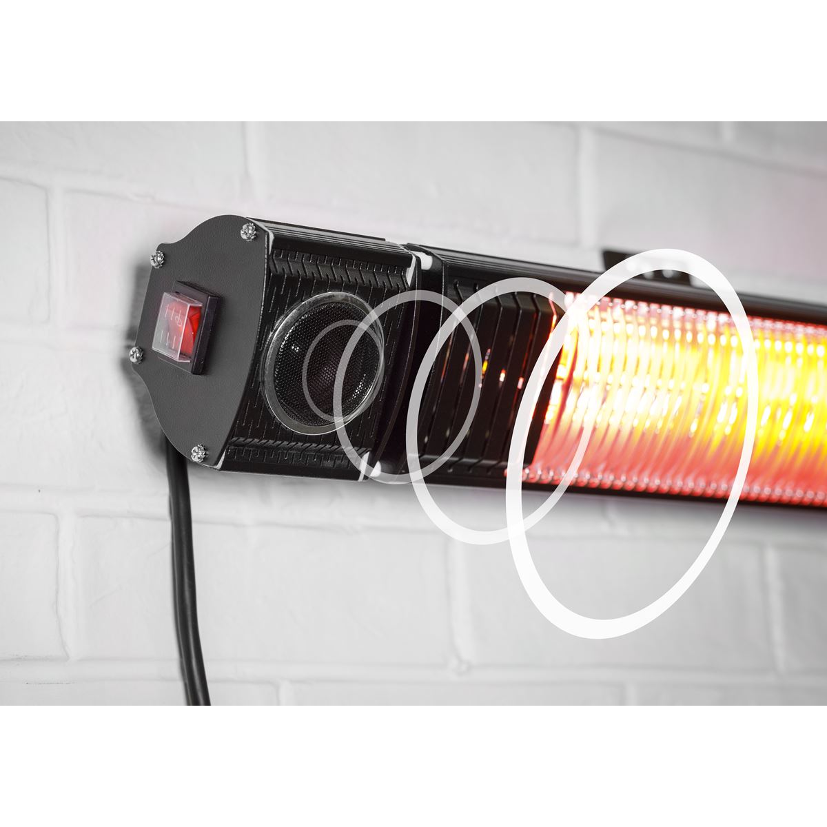 Dellonda Infrared Outdoor 2000W Patio Heater with Speakers, Black
