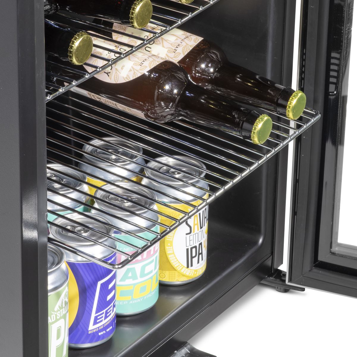 Baridi Mini Tabletop Beer & Drinks Fridge 50L Capacity - Stainless Steel