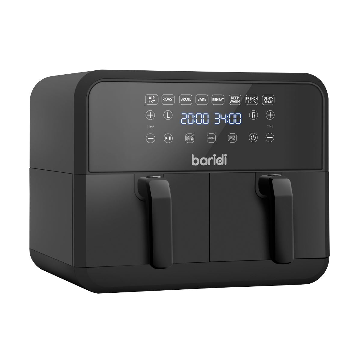 Baridi Dual Zone Air Fryer with 8 Preset Functions 8L Capacity