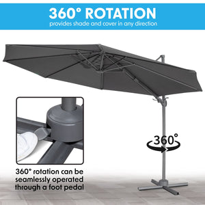 Dellonda Cantilever Parasol with 360° Rotation, Tilt & Cover 3m - Grey