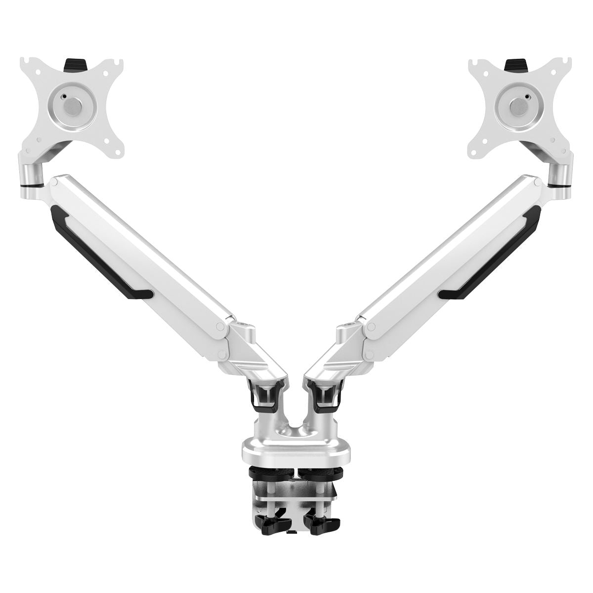 Dellonda Adjustable Double Monitor Arm with 360° Rotation - White