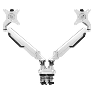 Dellonda Adjustable Double Monitor Arm with 360° Rotation - White