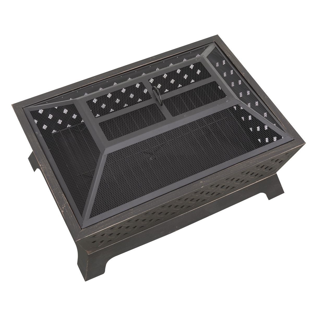 Fire Pit 89cm Rectangular Outdoor Antique Bronze Effect