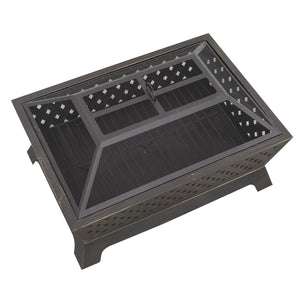 Fire Pit 89cm Rectangular Outdoor Antique Bronze Effect