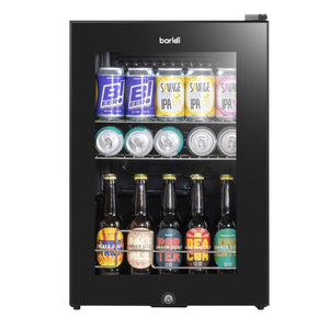 Baridi Beer & Drinks Fridge with LED Light, Black and Glass Door 60L
