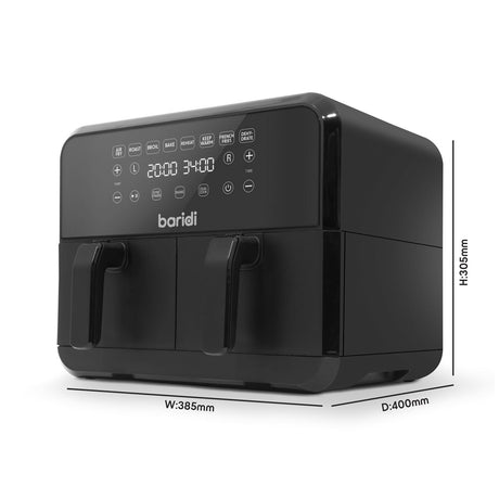 Baridi Dual Zone Air Fryer with 8 Preset Functions 8L Capacity