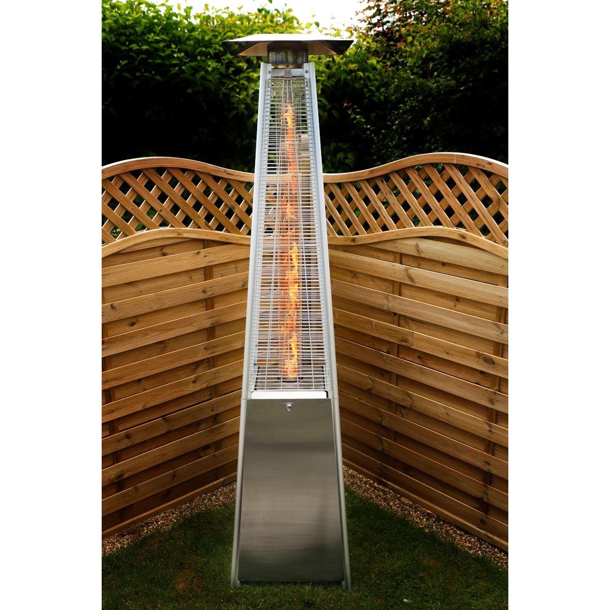 Dellonda 13kW Pyramid Gas Patio Heater 13kW Commercial/Garden Use - Stainless Steel