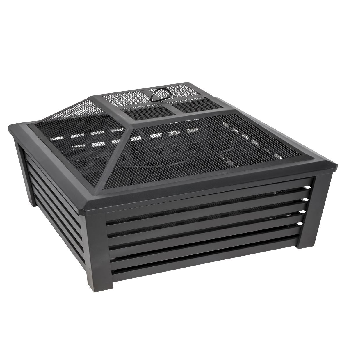 Fire Pit 89cm Square Outdoor Black
