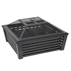 Fire Pit 89cm Square Outdoor Black