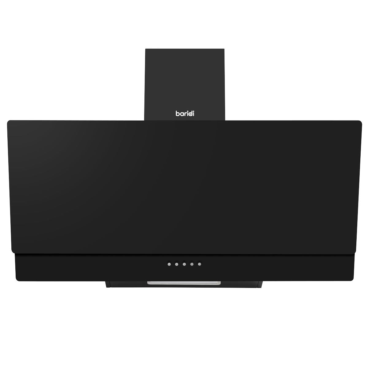 Baridi Angled Chimney Cooker Hood with Carbon Filters & LED Lamp 90cm, Energy Class A - Black Glass