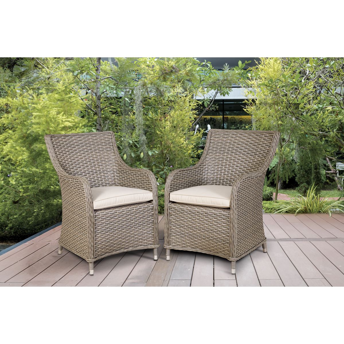 Dellonda Chester Rattan Wicker Outdoor Garden Dining Chairs 2pc