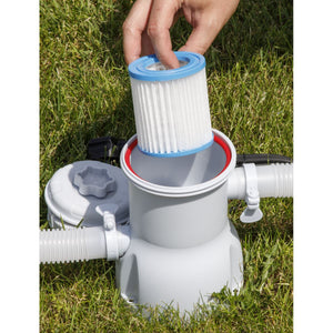 Dellonda Steel Frame Round Swimming Pool with Filter Pump 12ft - Blue