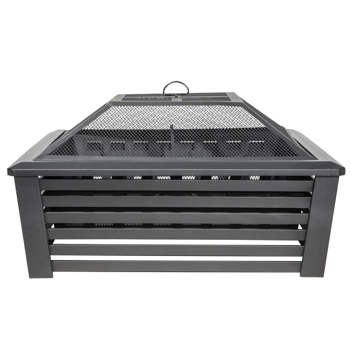 Fire Pit 89cm Square Outdoor Black