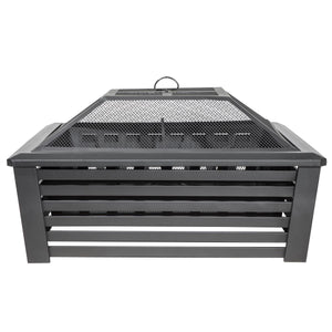 Fire Pit 89cm Square Outdoor Black