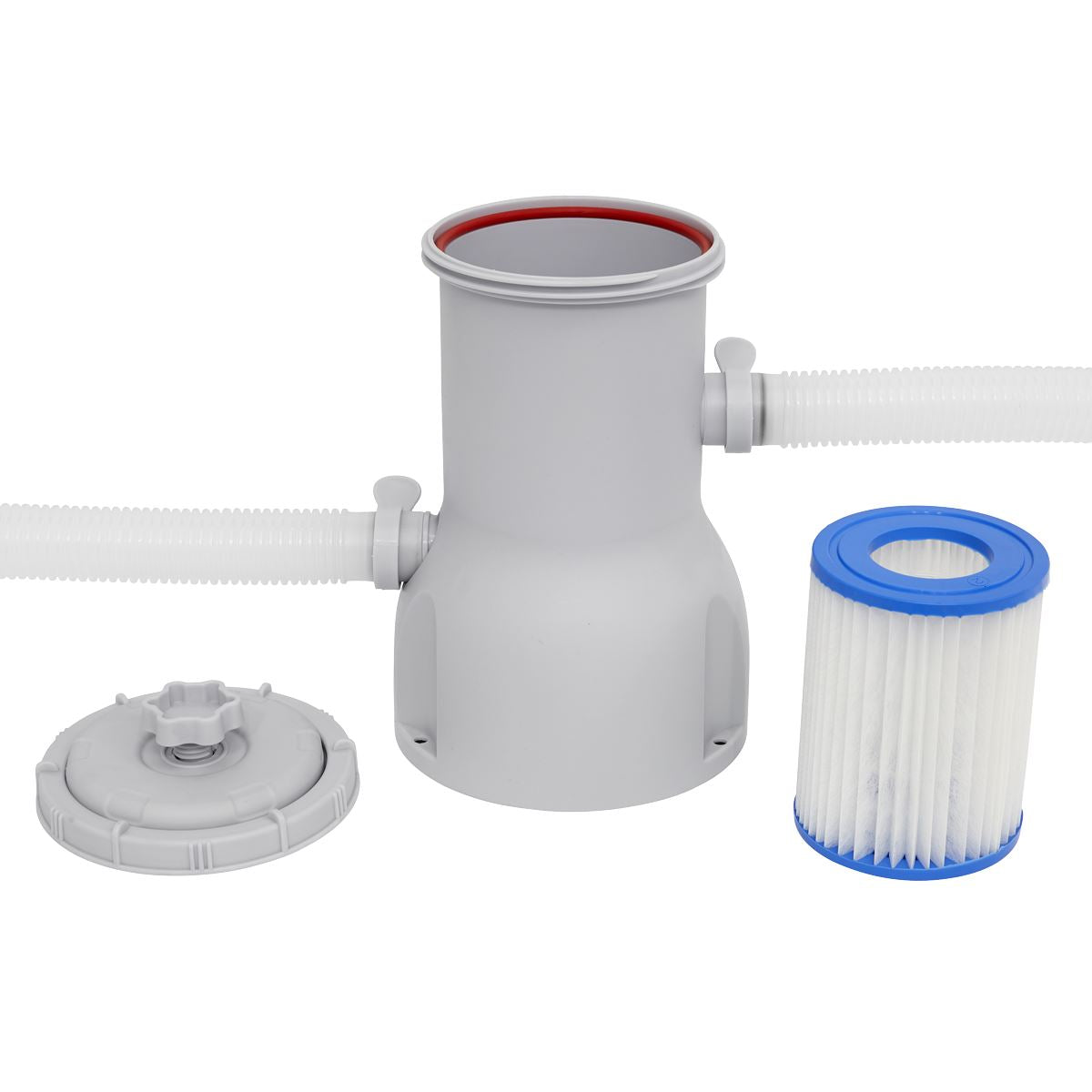Dellonda Paddling/Swimming Pool & Pump 15ft - Gray Rattan Effect