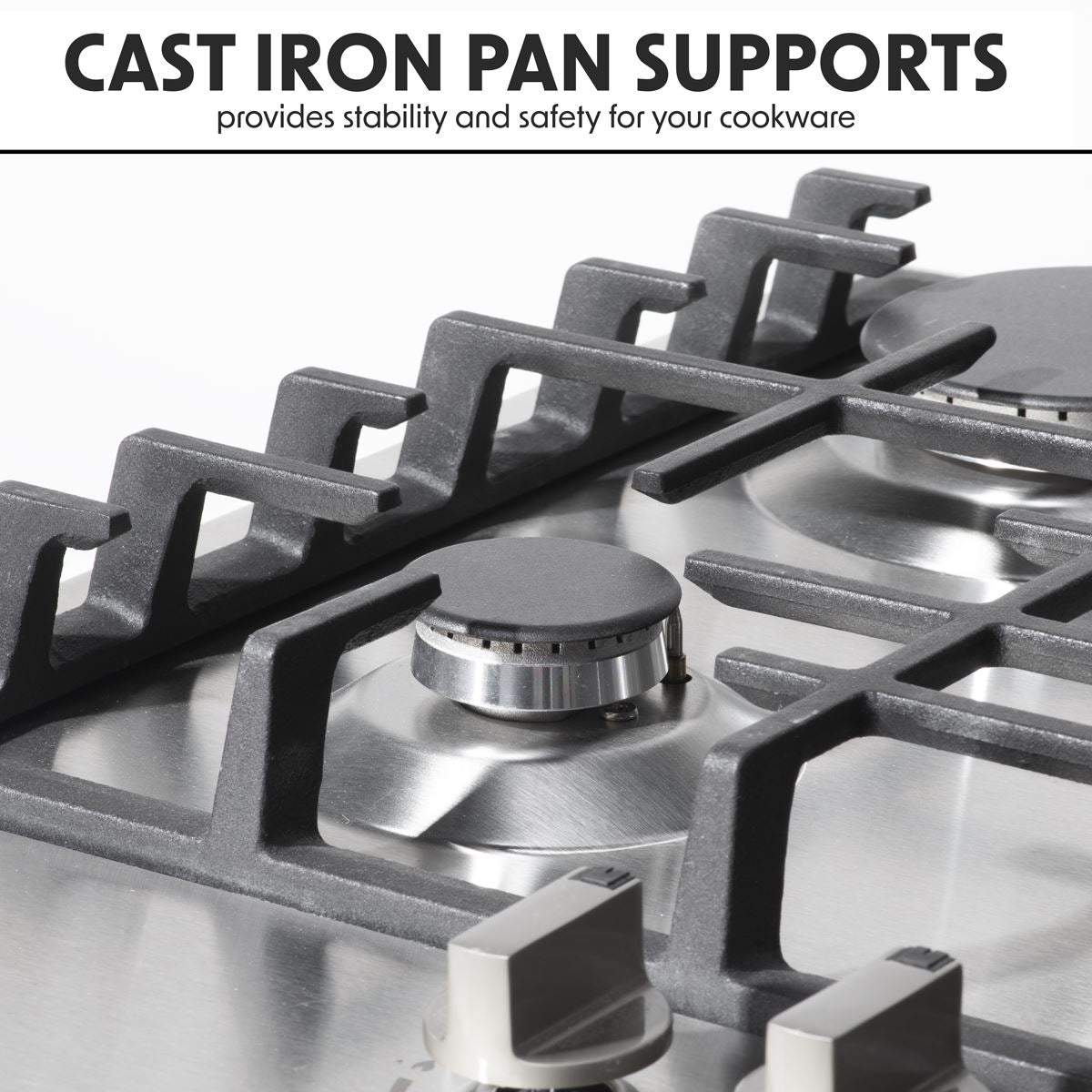 Baridi Gas Hob with 5 Cooking Zones 70cm - Stainless Steel