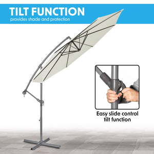 Dellonda Banana Parasol with Cover 3m - Cream