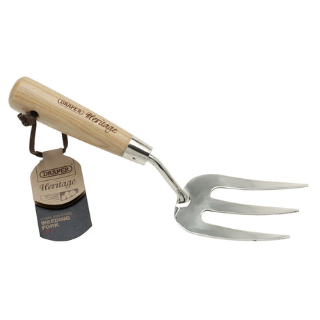 Draper 99025 Heritage Stainless Steel Hand Weeding Fork with Ash Handle